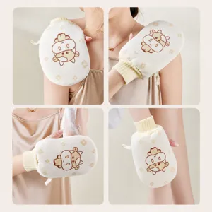 Gant de gommage dessin animé pour femme, mitaine de bain double face douce pour le corps et dos.