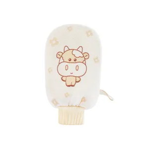 Gant de bain exfoliant motif vache mignonne double face pour un soin corporel en douceur