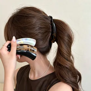 Koreanische Mode Acetat Bananen Haarspange Für Damen Schildpatt Marmor Muster Haarschmuck Handgefertigte Bogen Vertikale Clip