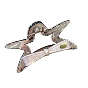 Pince à cheveux étoile avec nœud, pince requin acrylique élégante pour coiffure et quotidien.