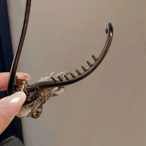 Pinza para el pelo con lazo de acetato marrón, elegante accesorio de peinado carey