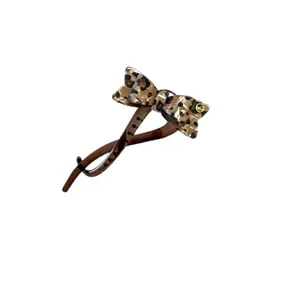 Pinza de pelo de acetato con lazo de leopardo, elegante pasador para peinados de mujer.
