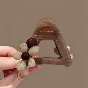 Braune Farbverlauf Blume Haarklammer elegante mittlere Haarspange für Damen Alltagsstyling