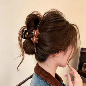 Karamellbraune Stern Haarklammer für dickes Haar elegante Damen Hochsteckfrisur Haarschmuck