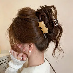 Braune Haarklammer mit süßem Stern-Design, elegante Haarspange für das tägliche Styling