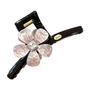 Große Acryl Blume Haarklammer mit Strass für dickes Haar elegante Damen Frisur Accessoire