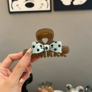 Minzgrün Gepunktet Schleife Haarkralle Für Damen Modischer Kopfschmuck Harz Acetat Haarklammer Haifisch Clip Elegant Täglich Haarnadel Zubehör