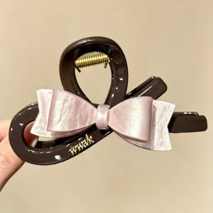 Haarkralle Im Koreanischen Stil Mit PC Acetat Schleife Für Damen Eleganter Großer Haargreif Für Dickes Haar Handgefertigter Bowknot Haarschmuck