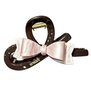 Koreanischer Acetat Schleife Haarklammer, grosse Haifischklaue fuer dickes Haar, elegant.