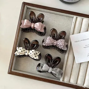 Small hair claw clips for women, cute bowknot design shark clips, mini hair accessories.