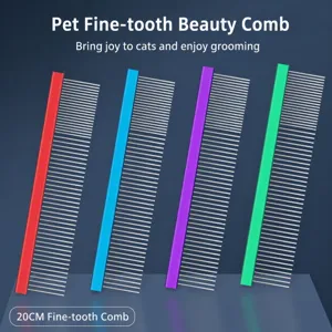 Peigne de Toilettage pour Animaux en Acier Inoxydable Brosse pour Chien et Chat Dents Métalliques Double Face