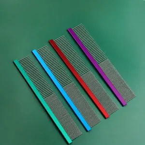 Stainless steel pet grooming comb set, 25cm metal fine-tooth combs for cats and dogs.