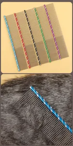 Pet grooming comb with metal long teeth and colorful spiral handle for dogs cats pet care tool