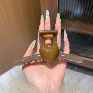 Braune Herz Haarklammer für Damen, große Haarklammer für dickes Haar, stilvolles Haaraccessoire