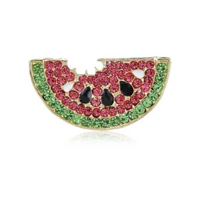 Watermeloen strass broche detailweergave, kleurrijke kristallen legering speld.