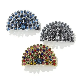 Vintage Legering Strass Pauw Brooch Pin Mode Pauw Opening Staart Corsage Sieraden Accessoires Voor Vrouwen Cadeau