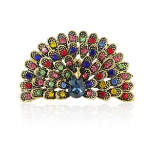 Vintage pauw strass kristal broche legering luxe elegante vrouwen jurk revers speld sieraden