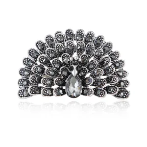 Vintage Legering Strass Pauw Broche glinsterende Kristal Mode Dames Accessoire Speld