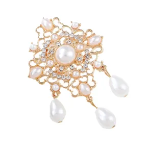 Barok Parel Broche Vintage Verguld Strass Hof Stijl Jas Pin Hanger Sieraden