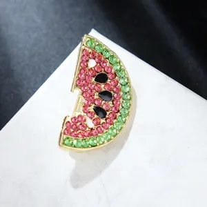 Watermeloen strass broche detail, sprankelende roze groene kristallen legering sieraden.
