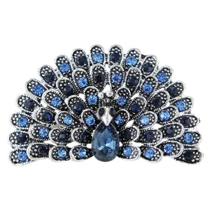 Vintage pauw strass legering broche pin voor vrouwen mode kleding decoratieve accessoires
