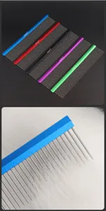 Pet grooming comb stainless steel dense teeth dog cat shedding tool multi-color 19cm