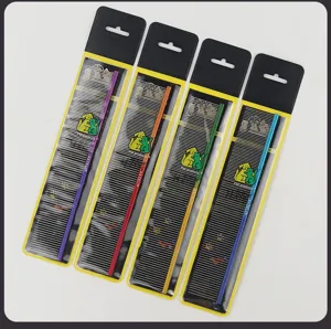 Pet grooming comb set with colorful aluminum handle, ideal for medium and long hair dogs and cats.
