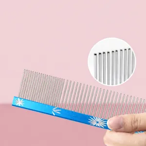 Roestvrij Staal Huisdier Grooming Kam Dubbelzijdig Metaal Hond Kat Ontklitten Professionele Huisdier Vachtverzorging Tool