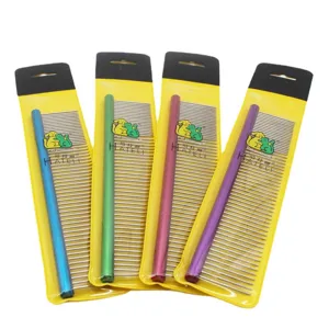 Professional Pet Grooming Comb With Stainless Steel Pins And Aluminum Handle Pet Hair Removal Deshedding Comb For Dogs And Cats