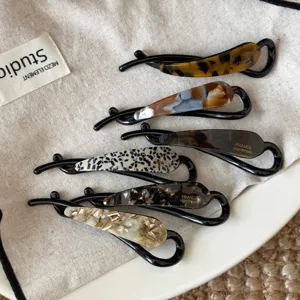 Minimalistische Acetat Gedrehte Haarspange Für Damen Französischer Stil Rutschfester Pferdeschwanzhalter Vertikale Haarklammer