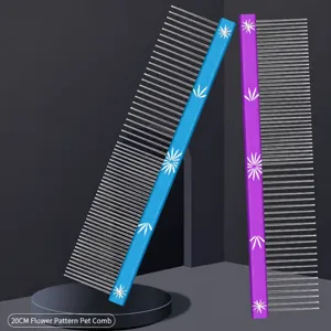 Stainless Steel Pet Grooming Comb Double Sided Metal Teeth Dog Cat Hair Removal Grooming Care Deshedding Tool
