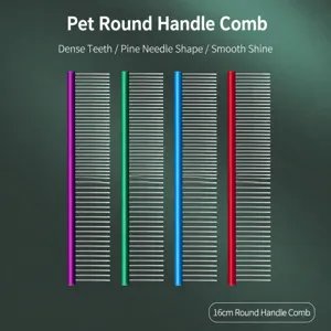 Stainless Steel Pet Grooming Comb Fine Tooth Dog Cat Dematting Comb Pet Hair Care Tool Metal Handle Pet Shedding Comb