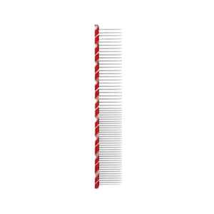 Stainless steel pet grooming comb with red white handle dog brush 16cm for pets