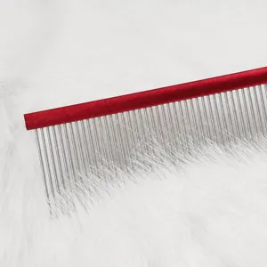 Peigne de toilettage professionnel pour animaux avec dents en métal denses pour chats et chiens.