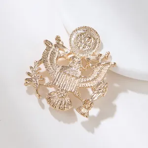 Golden US eagle brooch metal badge vintage suit pin for men fashion accessories apparel.