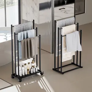 Freestanding Metal Towel Rack 3-Tier Bath Towel Holder Stand Modern Floor Storage Shelf For Bathroom Organization