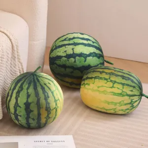 Realistic watermelon plush pillow, soft stuffed fruit toy, cozy home sofa decorative cushion.
