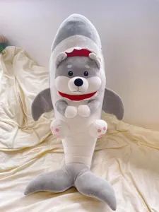 Adorable peluche chien requin coussin animal rigolo poupée douce cadeau pour enfant