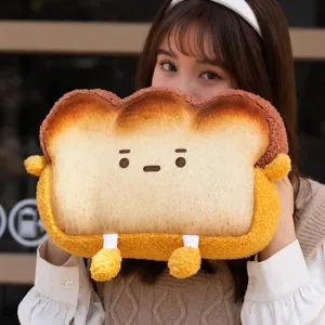 Cute Toast Shaped Electric Hot Water Bag Plush Hand Warmer Rechargeable Heating Winter Warming Pillow