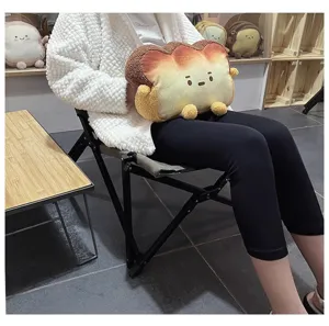 Cute toast plush hand warmer pillow, soft stuffed cartoon cushion for girls cozy room decor.
