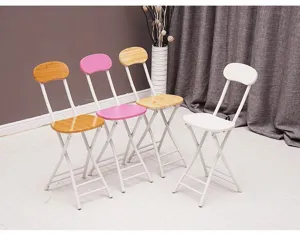 Portable folding chair with backrest, modern minimalist design, multi-color home dining chair.