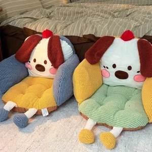 Coussin de sol et dossier en peluche pour chien mignon, coussin de siège pour bureau et dortoir.