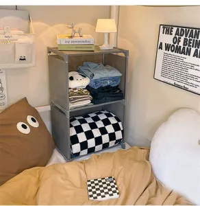 Wohnheim Nachttisch zweischichtiges Regal minimalistischer Studenten Organizer Stauraum