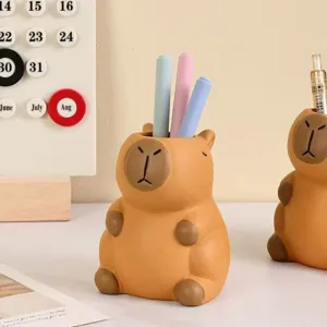 Mignon Capybara Porte-Stylo De Bureau Résine Ornement Pinceau De Maquillage Organisateur Déco
