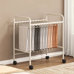 Porte-pantalons mobile et chariot de rangement multicouche pour penderie de chambre blanc