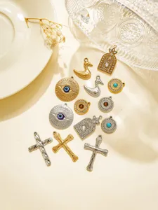 Edelstahl Evil Eye Schwan Kreuz Anhänger DIY Schmuck Zubehör Set im Vintage Stil.