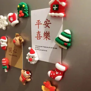 Cute Christmas fridge magnets set featuring Santa, tree and snowman. Perfect holiday home decor.