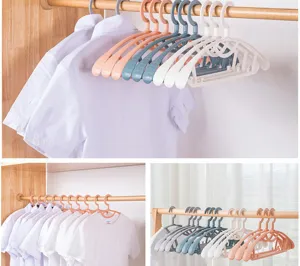 Plastic clothes hangers non-trace seamless coat rack widened shoulder closet storage tool