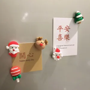 Christmas theme fridge magnets cute resin Santa reindeer tree magnetic stickers detail view