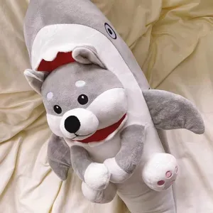 Adorable peluche chien requin oreiller doux coussin marrant animal en peluche pour enfant